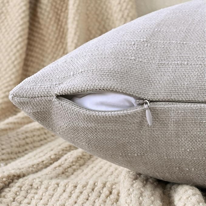 Set of 4 Soft Textured Decorative Throw Pillow Covers 24x24 Inch Cozy Farmhouse - Image 3