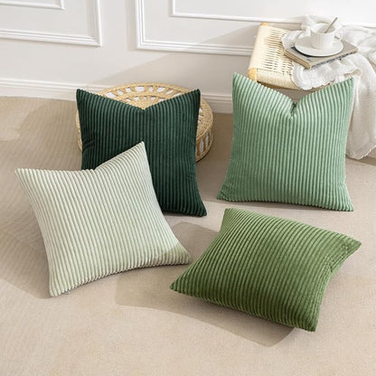 MIULEE Soft Corduroy Decorative Throw Pillow Covers Forest Green 20x20 | Set of - Image 4