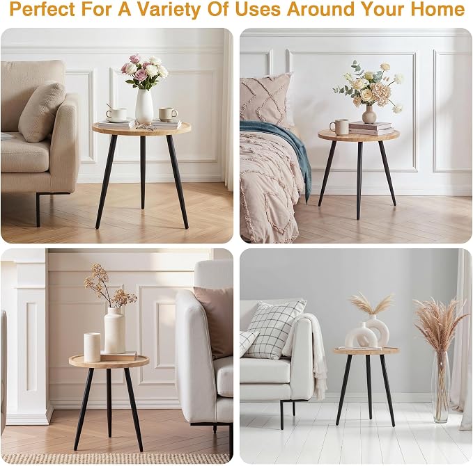 VECELO Modern Side Table, Round Small End Table, Exclusively Designed - Image 10