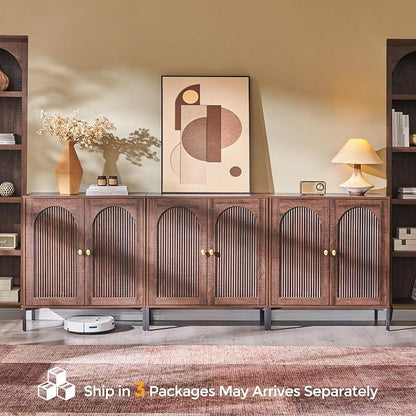 IFBUY Modern Sideboard Buffet Cabinet, 92.63" W Fluted Arched Buffet Cabinet - Image 8