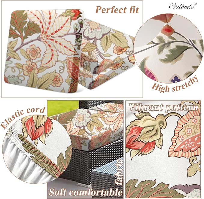 CALBODE 8Pcs High Elastic Digitally Printed Sofa Seat Cushion Cover, Soft & - Image 4