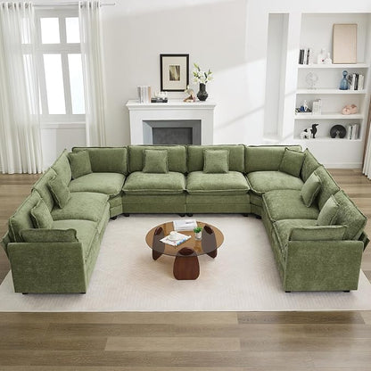 147'' Oversized U Shaped Cloud Sectional Sofa, Chenille Deep Seat Couches by WUTUTUEE