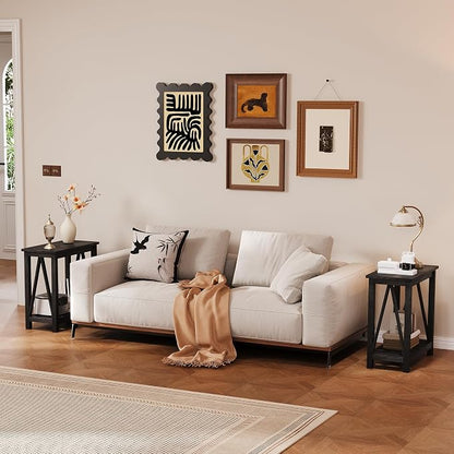 ChooChoo Farmhouse End Table Set of 2, Rustic Vintage Narrow End Side Table - Image 2