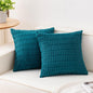 Pack of 2 Corduroy Decorative Throw Pillow Covers 18x18 Inch, Turquoise | Fall by Unknown