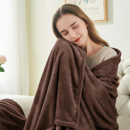 BEDELITE Fleece Blanket Soft Plush King Size Bed Blanket Brown 108"x90" | Ultra - Image 3