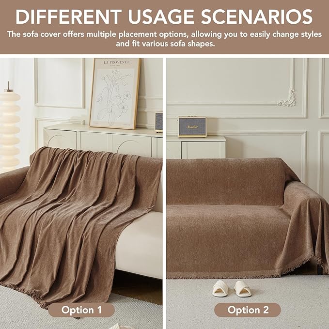 Couch Cover for Dogs, Boho Sofa Covers for 3 Cushion Couch, Chenille Sofa - Image 5