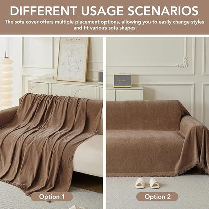 Couch Cover for Dogs, Boho Sofa Covers for 2 Cushion Couch, Chenille Sofa - Image 5