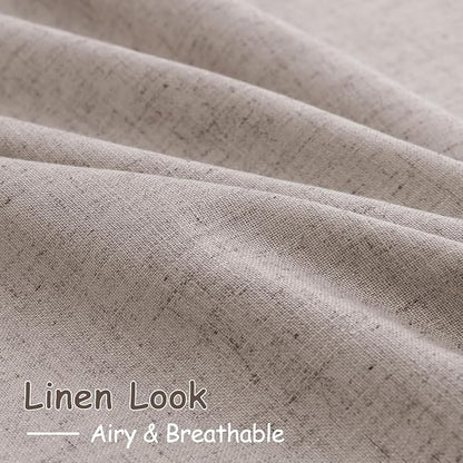 Brownish Grey Linen Curtains for Living Room 105 Inches Long Back Tab Light - Image 4