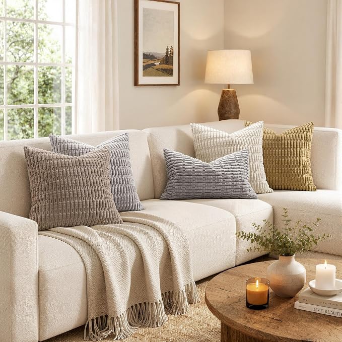 MIULEE Euro Sham Decorative Throw Pillow Covers 26x26 Light Grey Pack of 2 | - Image 5
