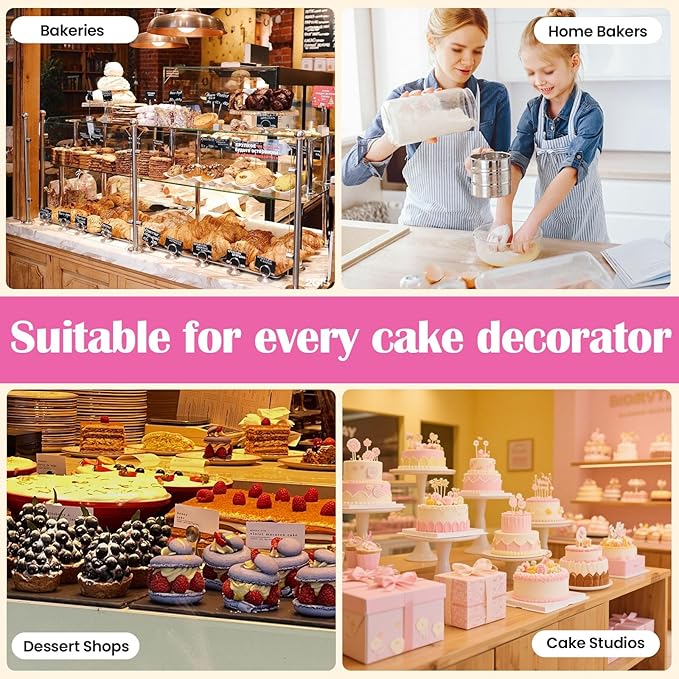 Cake Decorating Machine 200W Automatic, Tabletop Cake Cream Frosting Machine, Cream Smooth Coating Decoration Machine with LCD Display Type, Use for Cake Shops, Dessert Shops, Households (Pink)