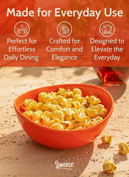 Sweese 18 oz Medium Porcelain Bowl - Set of 6 Rainbow Colored Cereal, Dessert, Soup, Rice & Salad Bowls, Ceramic Serving Bowls