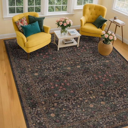 Dark Brown Washable Area Rug for Living Room - Image 3