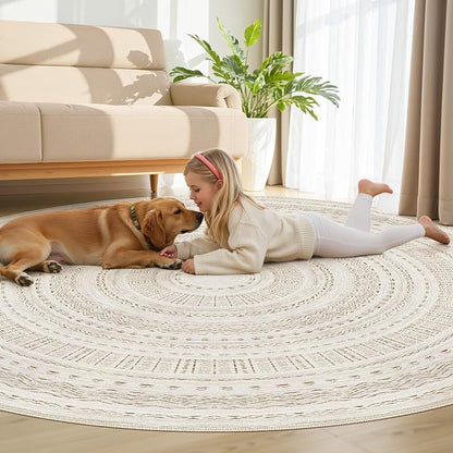 cotiled 8x8 Round Rug 8ft Circle Living Room Boho Area Rugs | Solve Modern - Image 7