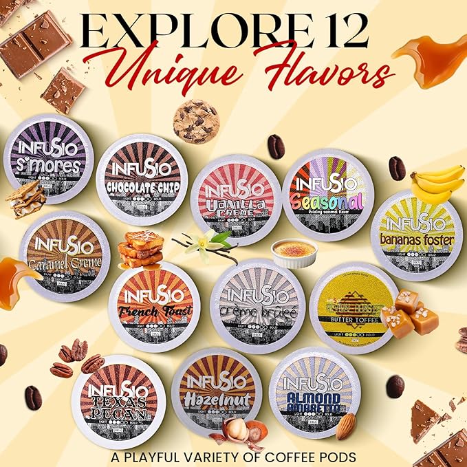 InfuSio Hazelnut Coffee Pods, Single Serve Coffee Pods for Keurig K Cups Brewers - Premium Roasted 96 Count