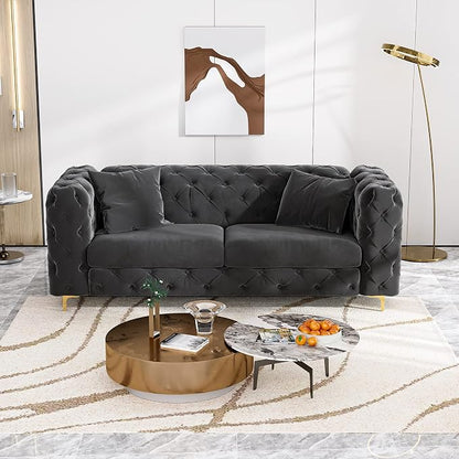 DAMAIFROM 75" Sofa Couch Mid Century Modern Velvet Couch Tufted Button Sofa - Image 4