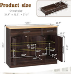 Vongrasig Sideboard Buffet Cabinet with Storage, 43” Farmhouse Coffee Bar Storage Cabinet with Drawers and Shelves, Modern Buffet Table for Kitchen, Dining Room, Rustic Brown