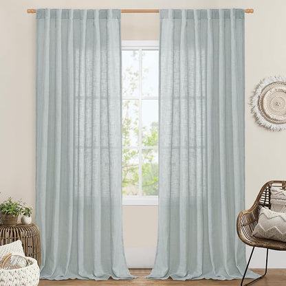 Living Room Linen Curtains 95 Inch by LAMIT