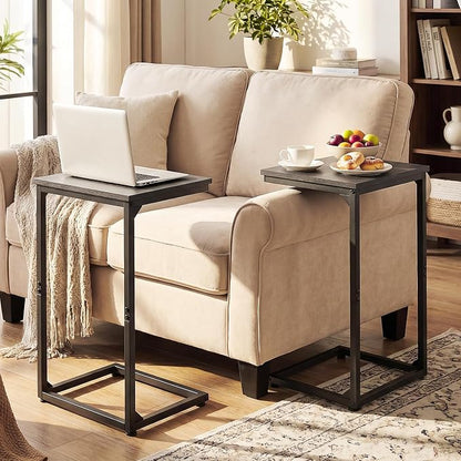 AMHANCIBLE C Shaped End Tables Set of 2, Couch Side Tables that Slide Under Sofa - Image 2