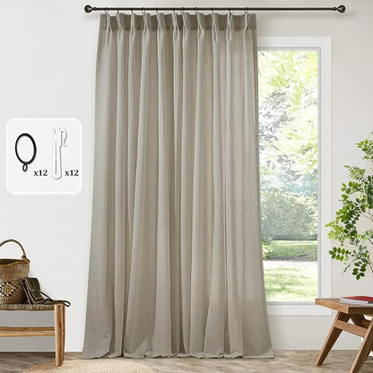 Extra Wide Semi Sheer Linen Curtains 96 Inches Long 72 Inch Wide | Taupe - Image 5