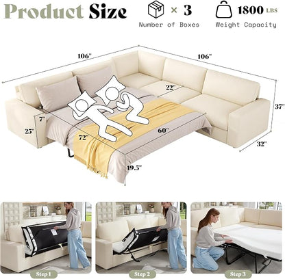 AMERLIFE 106" Oversized Sofa Bed, Sectional Sleeper Sofa - Image 2