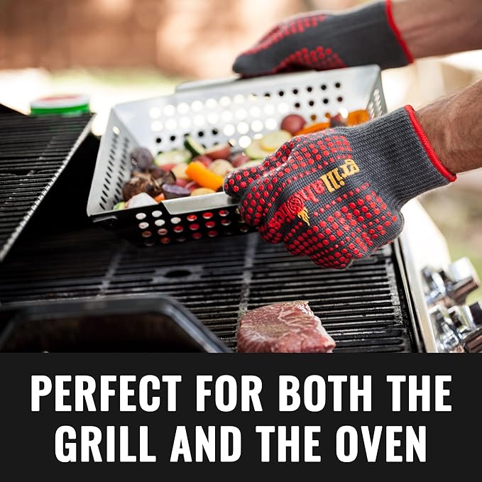 Grillaholics Barbecue Gloves, Top Cooking Gloves in Barbeque Grilling Accessories, 660°F Heat Resistant with ThermoMatrix™ Silicone, Protect Your Hands with BBQ Oven Mitts
