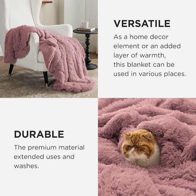 Bedsure GentleSoft Fluffy Dusty Pink Throw Blanket Gifts - Image 4