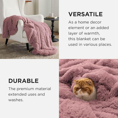 Bedsure GentleSoft Fluffy Dusty Pink Blankets Queen Size - Image 4