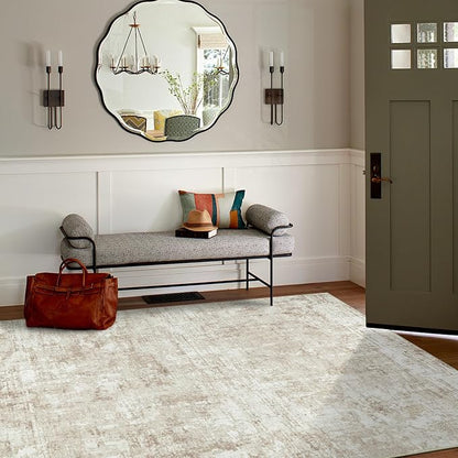Aelenmu 6x9 Area Rugs for Living Room Bedroom Dining Room Washable Beige | Soft - Image 3