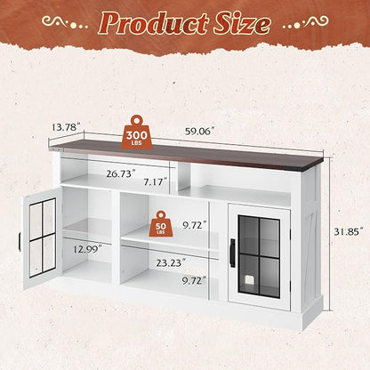 WLIVE Farmhouse TV Stand for 65 Inch TV, Tall Entertainment Center - Image 3