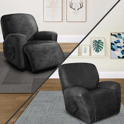 ANARACHON Leather Look Oversize Recliner Chair Covers, Thick 4 Pieces Recliner by ANARACHON
