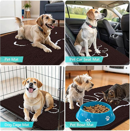 OLANLY Dog Door Mat for Muddy Paws 32x20, Paw Print Design Chenille Mud Mat | - Image 7