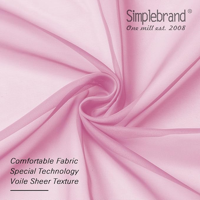 Simplebrand Pink Sheer Curtains 84 Inches Long, Light Filtering Rod Pocket - Image 4