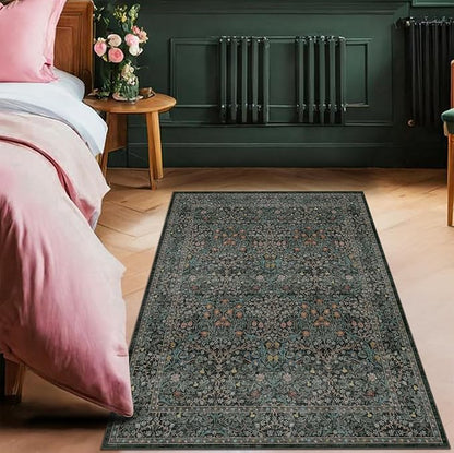 Vintage Floral Dark Green 3x5 Area Rugs - Image 6