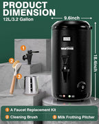 WantJoin Electric Heating Beverage Dispenser-75 Cup Hot&Cold water Urn-Stainless Steel Premium 12 L/3.2 Gallon Hot Drink Dispenser with Spigot for Coffee & Hot tea,Cold Milk,Water,Juice(Black)