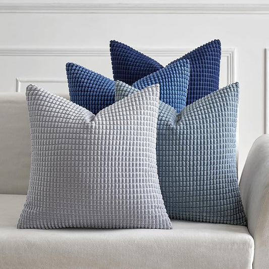 MIULEE Blue Decorative Pillow Covers 22x22 Inch Set of 4 Boho Western Farmhouse by MIULEE