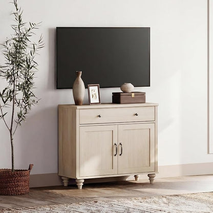 WAMPAT Farmhouse TV Stand for TVs Up to 43 inch, Wood Universal TV Stand - Image 6