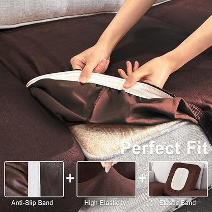 ANARACHON Leather Look Couch Cushion Covers Sofa Seat Slipcovers Sets Couches - Image 5