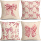 OBSEDE Cute Pink Bow Decorative Throw Pillow Covers 18 × 18 in, Couch Cushion by OBSEDE