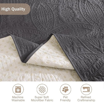Soft Gray Loveseat Covers for 2 Cushion Couch, Water-Repellent Slip Covers for - Image 6