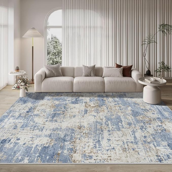 Aelenmu 9x12 Area Rugs for Living Room Bedroom Dining Room Washable Blue | Soft - Image 9