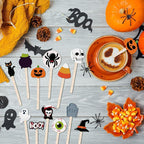 Jinei 120 Pcs Halloween Coffee Stirrers Stir Sticks Natural Wooden Stir Sticks Disposable Drink Stirrers for Stirring Hot Chocolate Milkshake Restaurant Home Office