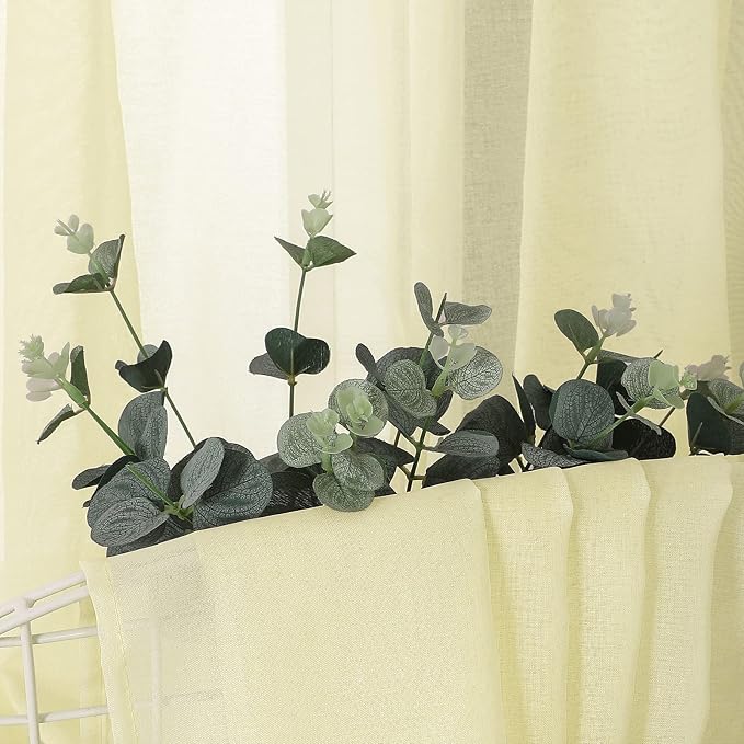 Tollpiz Sheer Tier Curtain Linen Textured Half Kitchen Curtains Sheer Light - Image 6