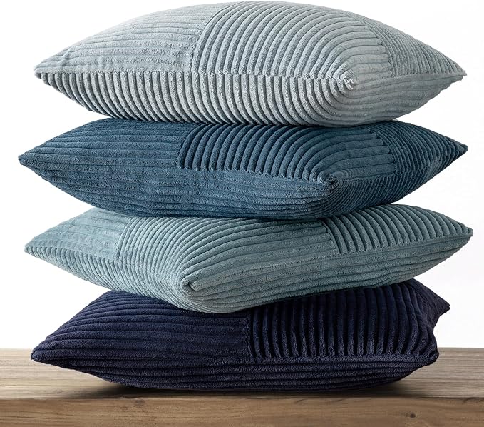 MIULEE Dusty Blue Navy Farmhouse Throw Pillow Covers 18x18 Inch Set of 4 Boho - Image 6