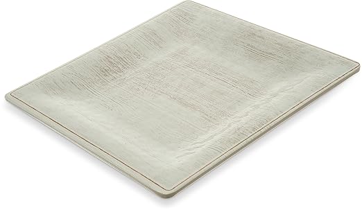 Carlisle FoodService Products Grove Reusable Plastic Plate Square Plate with Rim for Home and Restaurant, Melamine, 8.5 Inches, Buff