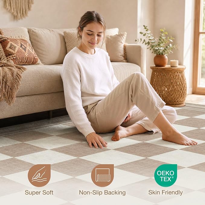 cotiled Boho 9x12 Area Rug for Living Room: Large Moroccan Washable Rug | Solve - Image 4