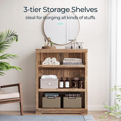 LINSY HOME 3-Tier Bookshelf Display Storage Shelves Farmhouse Bookshelf - Image 4