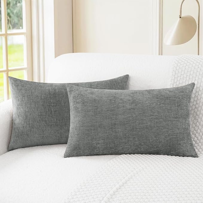 CaliTime Decorative Couch Throw Pillow Covers 26 X 16 Inches Medium Grey | Pack by CaliTime