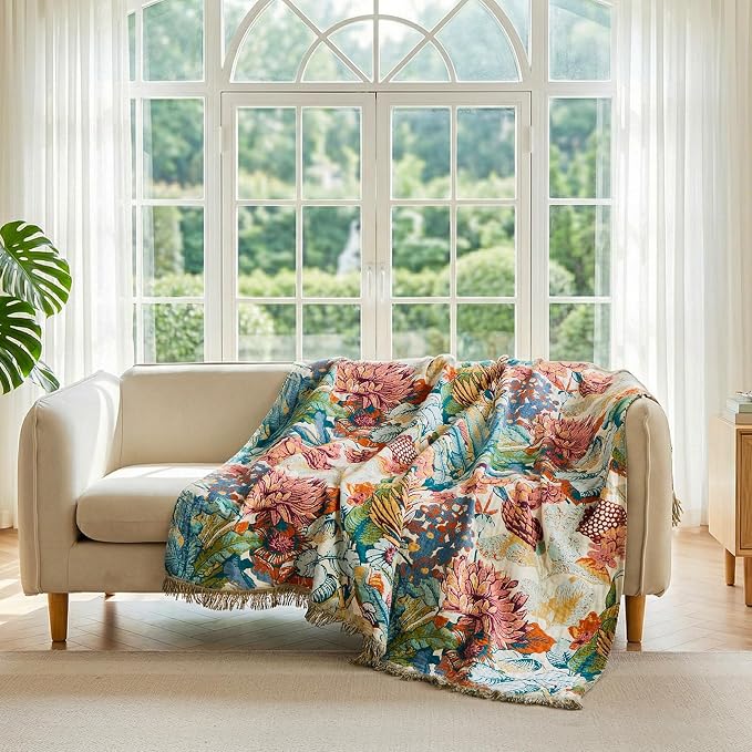 LUTBM Boho Throw Blanket for Bed Cotton Summer Blankets Twin Size for Bedroom - Image 4
