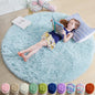 Amdrebio Light Blue Shag Round Area Rug 4Ft by Amdrebio