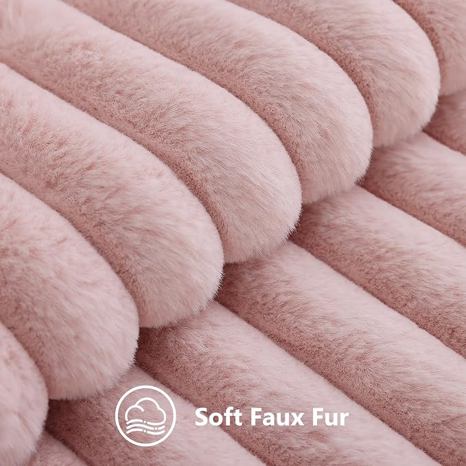 decorUhome Fall Faux Fur Throw Pillow Covers 12x20 Set of 2 Pink | Decorative - Image 2